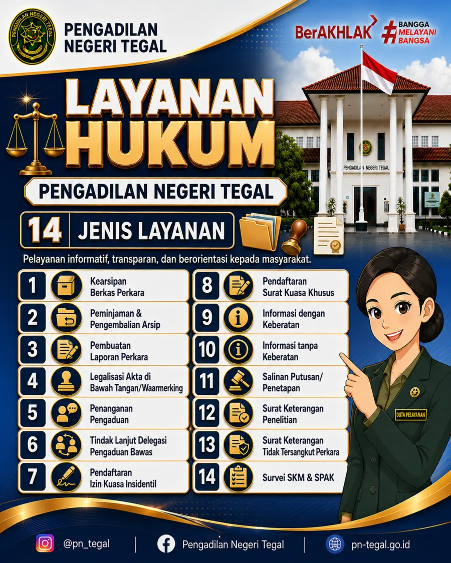 Poster 14 jenis Layanan Hukum Pengadilan Negeri Tegal