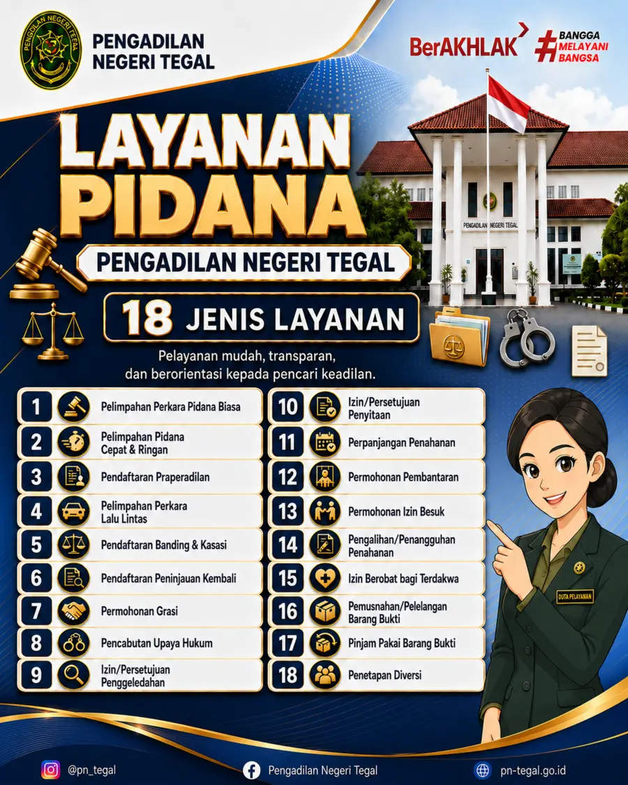 Poster 18 jenis Layanan Pidana Pengadilan Negeri Tegal